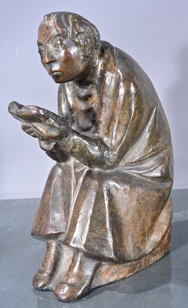 ERNST BARLACH: "DER BUCHLESER", limitierte multiple Bronze, No. 50 von 980 Exemplaren; im Walzaussc - Image 2 of 12