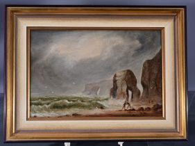 "Rocks at Penanporth" by John Richardson = wohl John Isaac Richardson (1836 - 1913), war ein britis