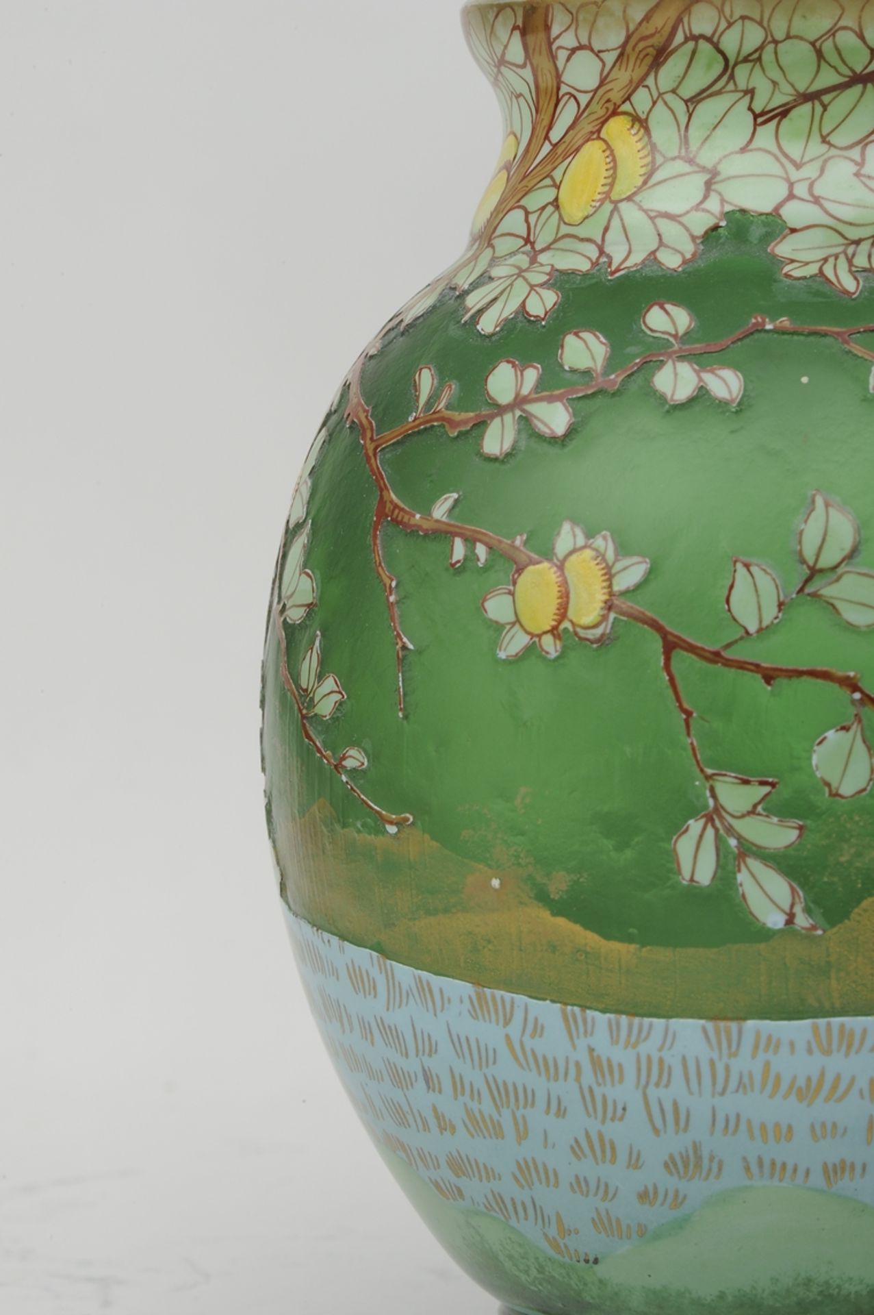 Antike Jugendstil/Art- Nouveau Vase aus mehrschichtigem, dickwandigem, mehrfach überfangenem, farbl - Bild 9 aus 12