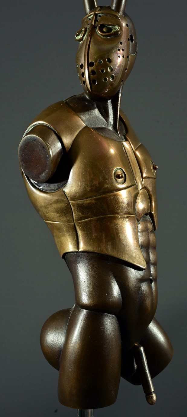 "Minotaurus" - (1977) auf Sockel stehende Figur aus Bronze, Messing und Messing verchromt, Entwurf - Image 18 of 23