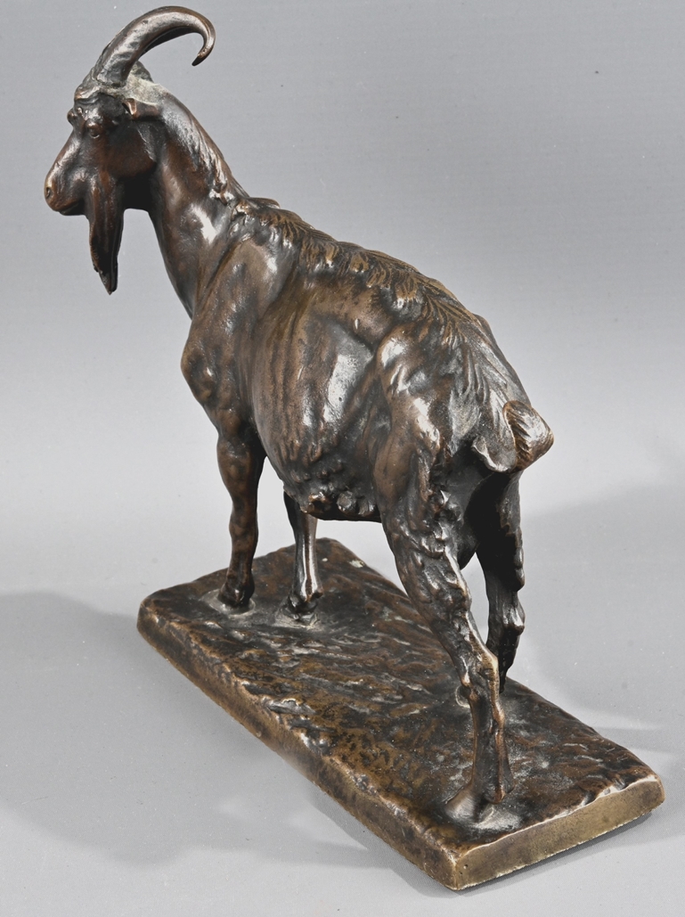 "Blickender Steinbock", Bronze, auf naturalistisch gestalteter, rechteckiger Plinthe stehender Bock - Image 6 of 10