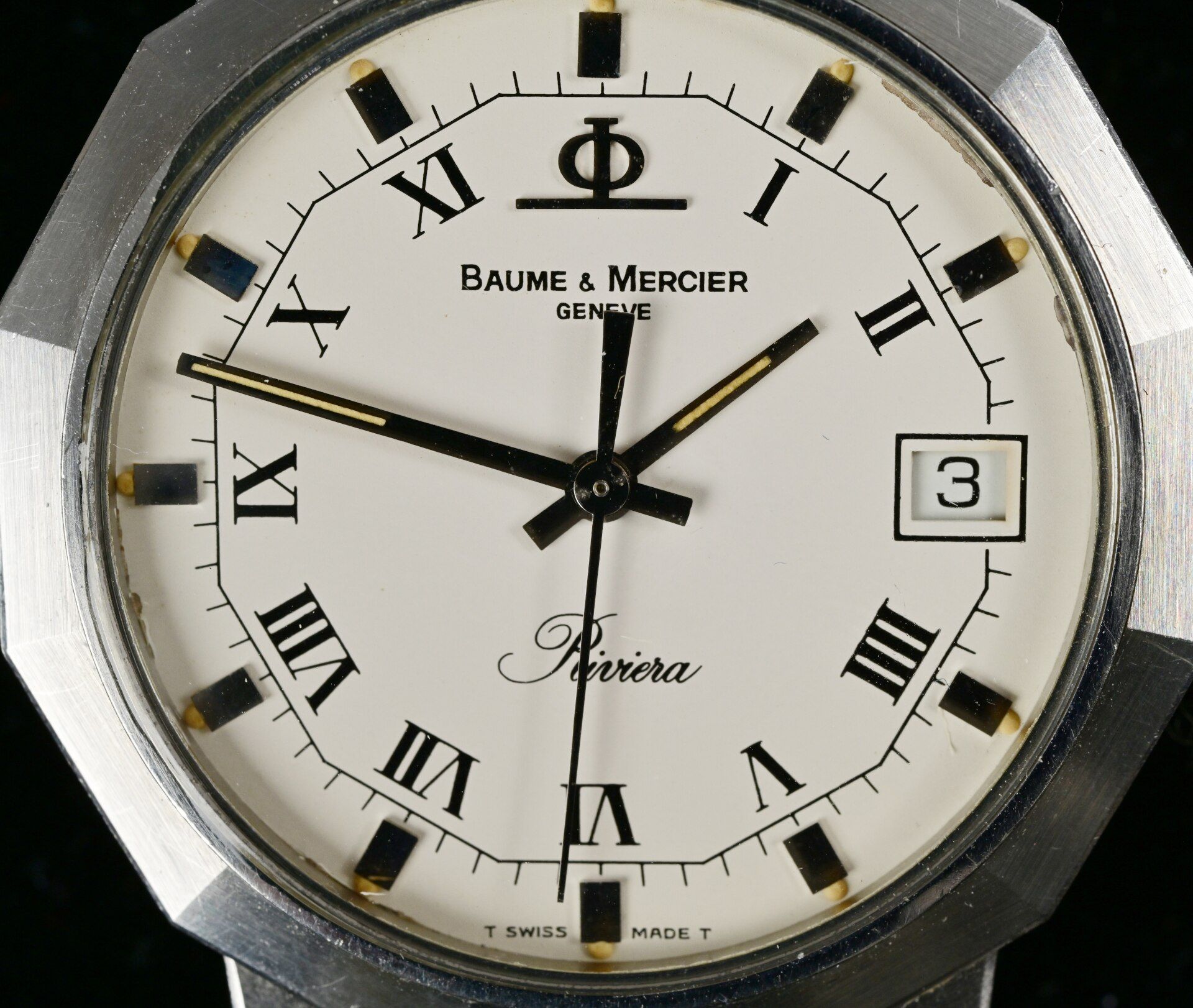"Baume & Mercier" - Herrenarmbanduhr, Modell "Riviera", Uhrwerk Quarz mit weißem Ziffernblatt, römi - Bild 2 aus 3