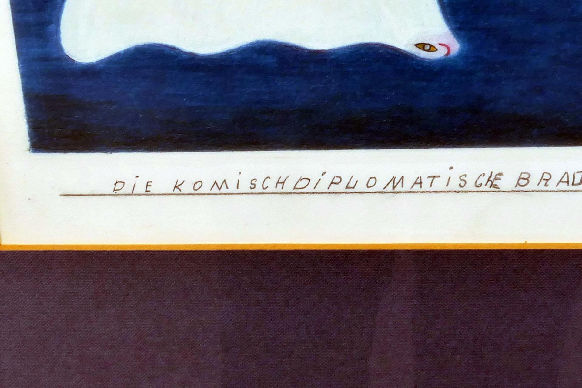"Die komisch diplomatische Brautwerbung" hinter Glas gerahmte, originale Farbstiftzeichnung auf "Sc - Image 9 of 15