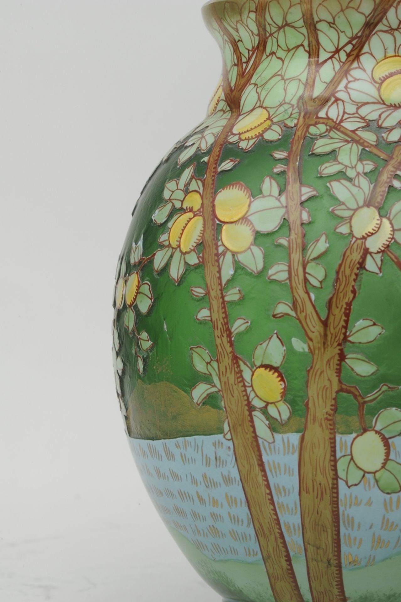 Antike Jugendstil/Art- Nouveau Vase aus mehrschichtigem, dickwandigem, mehrfach überfangenem, farbl - Bild 10 aus 12