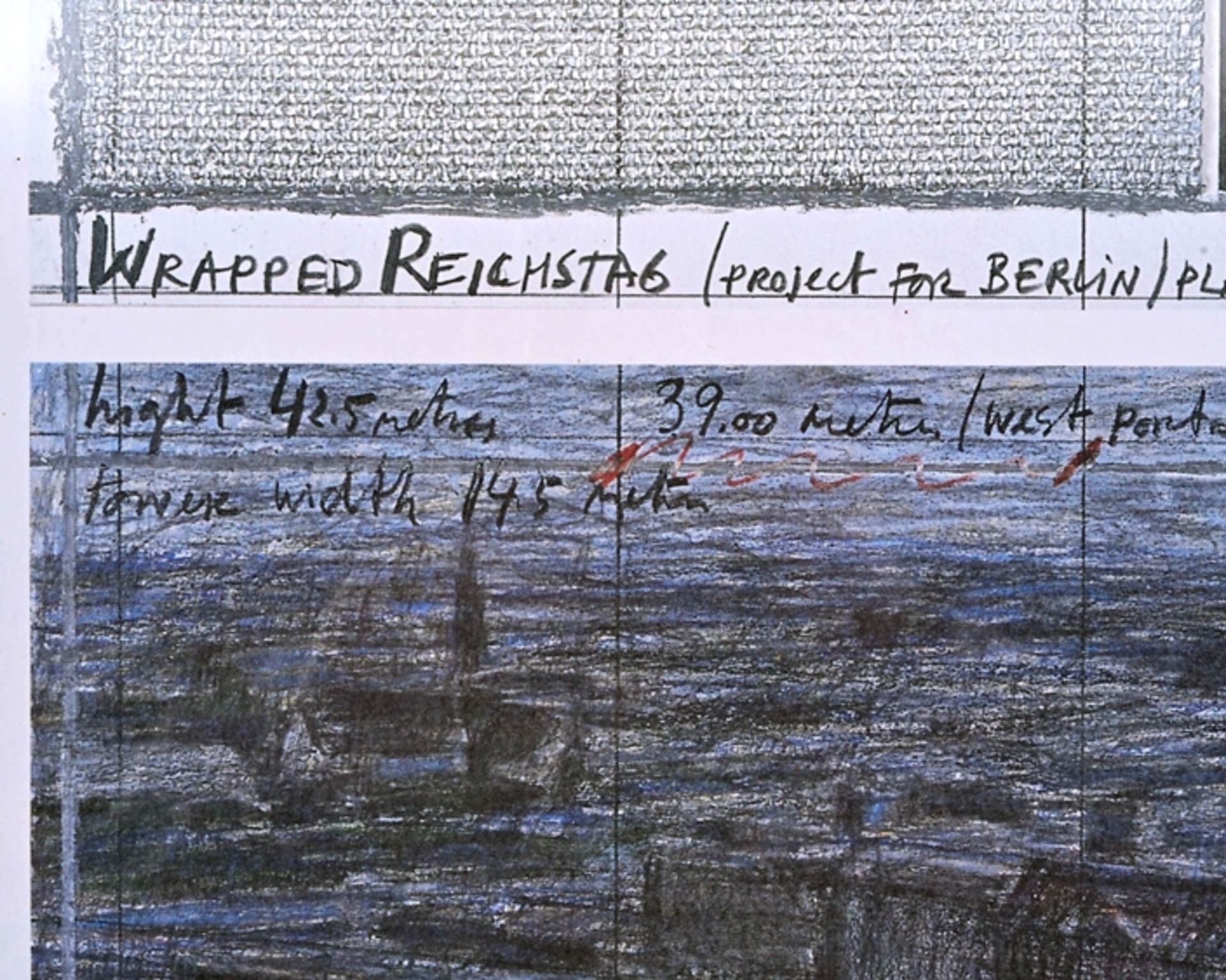 "Wrapped Reichstag" - (" Project for Berlin"), 1993, hinter Glas  gerahmter, multipler Kunstdruck N - Bild 4 aus 4