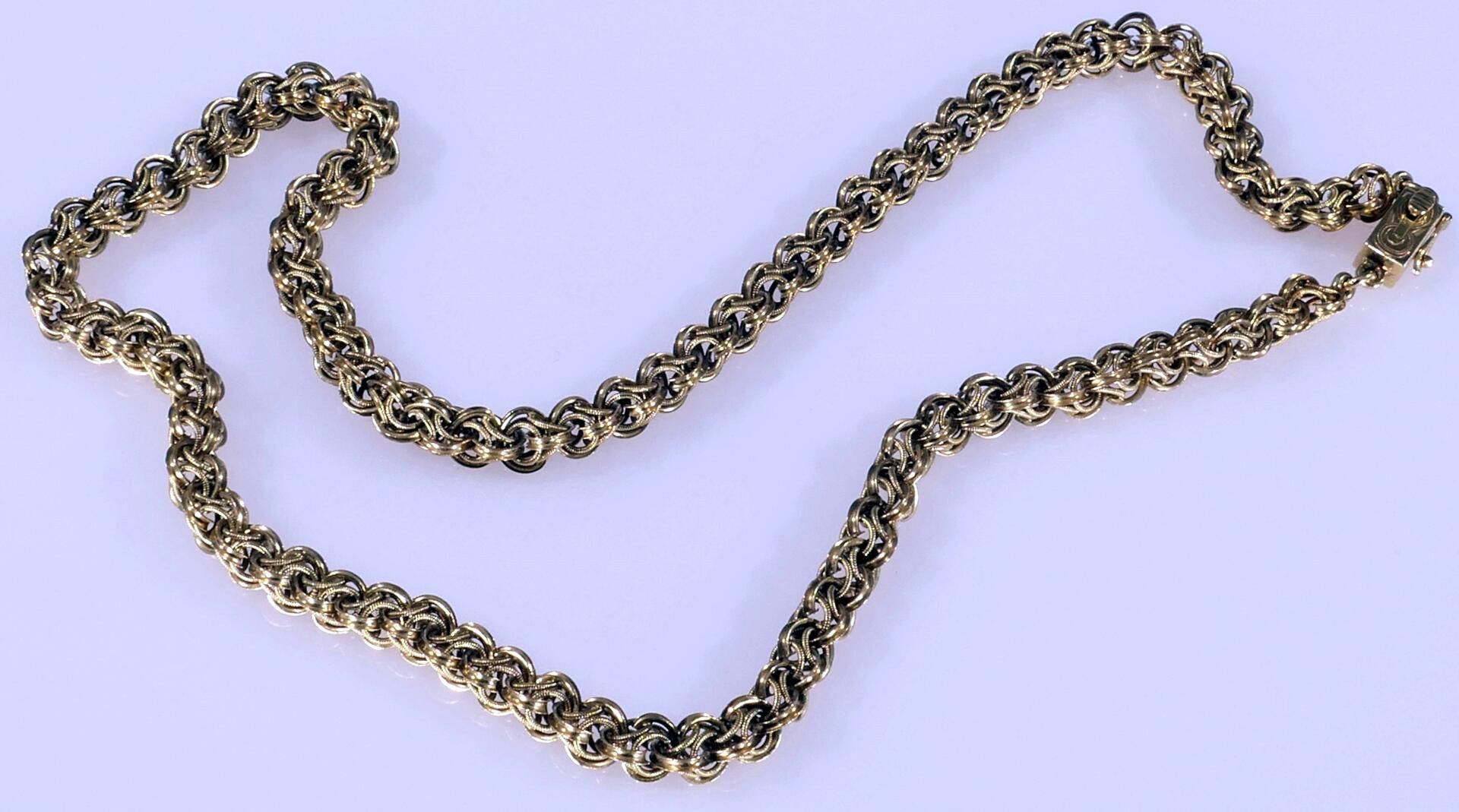 Elegante Gliederkordelkette mit Kasten-Sicherheitsverschluss, 14K Gelbgold, Lä. ca. 45 cm, ca. 29 g