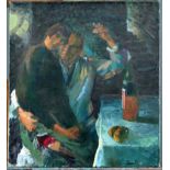 "Selbstbildnis mit seiner Muse" - ungerahmtes Gemälde, Öl auf Leinwand, ca. 55 x 50 cm, unten recht