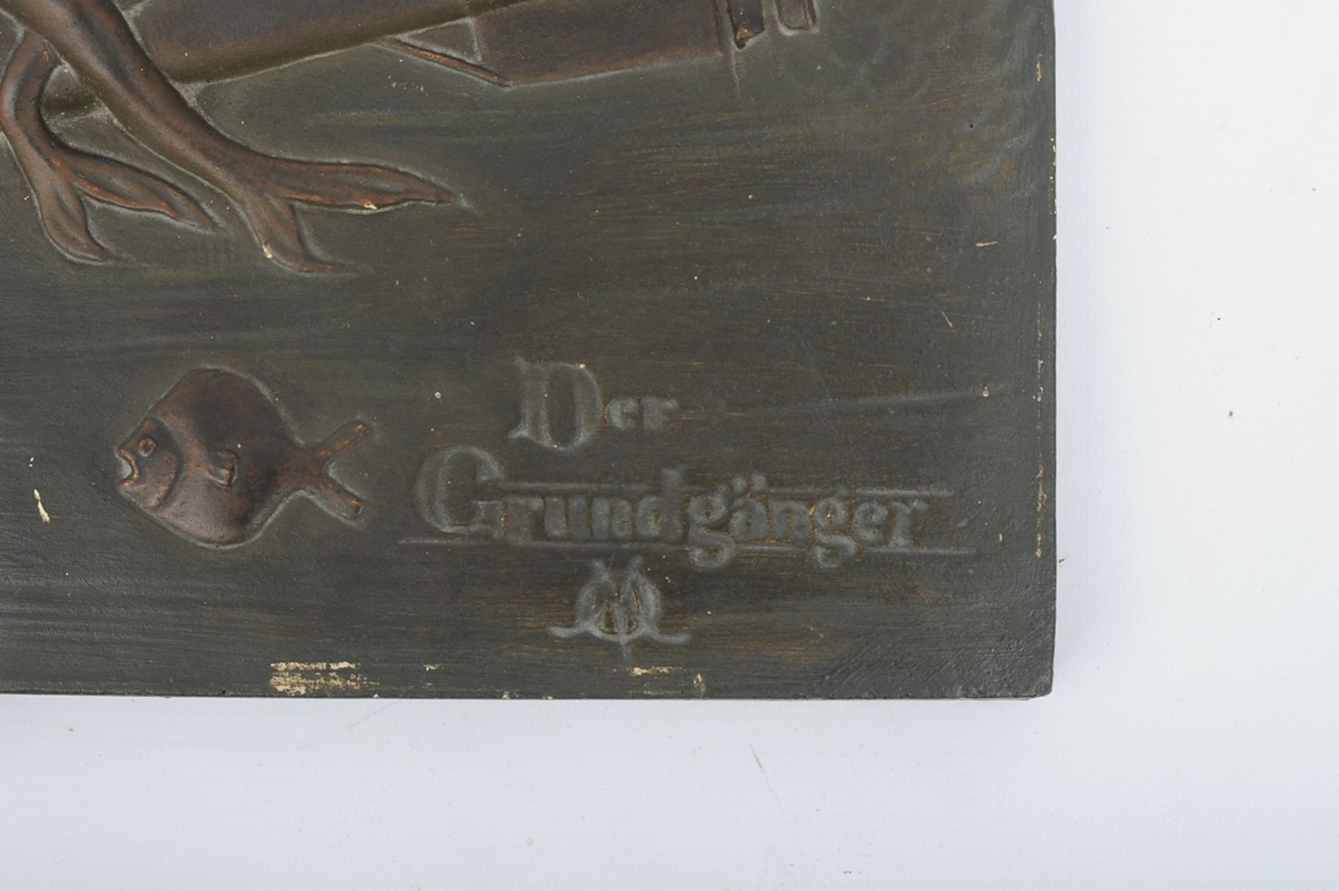 "Der Grundgänger" - Querformatige Reliefplatte, bronzierter Gips- oder Keramikguss, unten rechts mo - Bild 2 aus 6