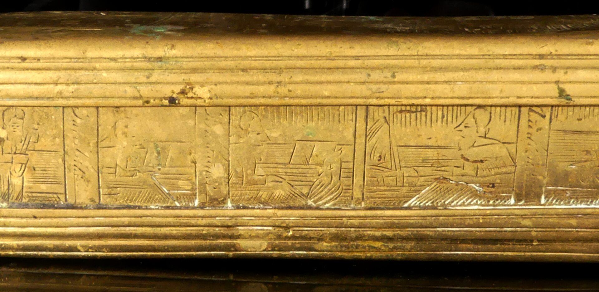 Antike Tabatiere des 18. Jhdts., wohl Iserlohn; Messing, Länge ca. 17,5 cm. Stärkere Alters- und Ge - Bild 4 aus 6