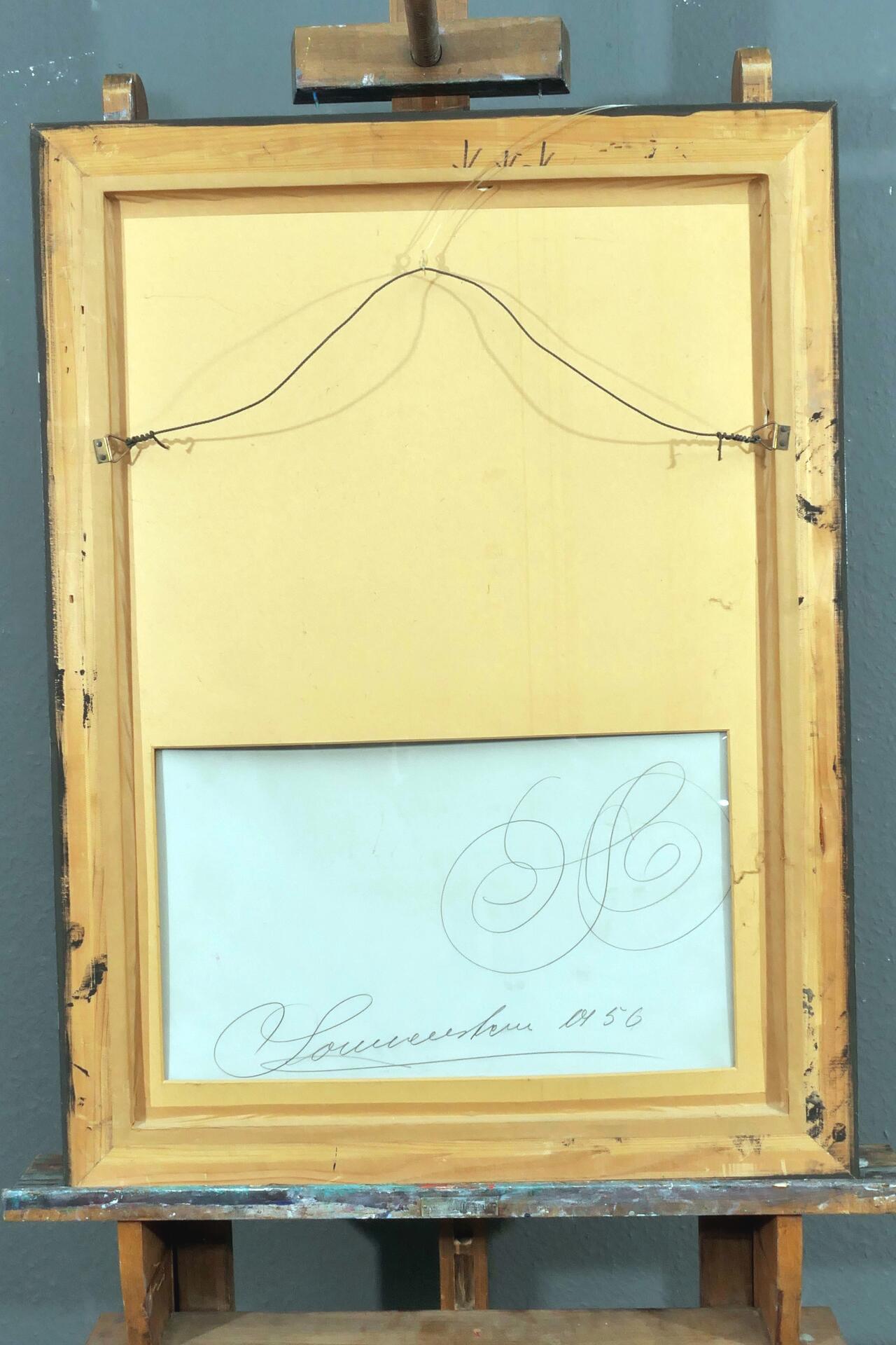 "Meta (-Physik) mit dem Hahn" - hinter Glas gerahmte Farbstiftzeichnung auf "Schoellhammer"-Papier - Image 7 of 10