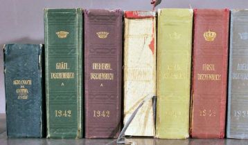 7 x "Genealogisches Handbuch" versch. Jahrgänge zwischen 1866 und 1942, versch. Alter, Formate & Er