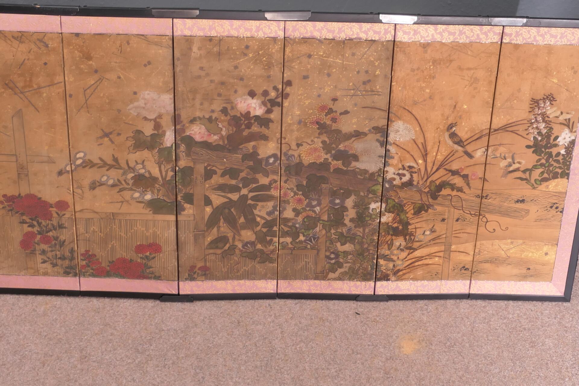 6 tlg. Paravent - Wandbild, Asien, 2. Hälfte 20. Jhd., ca. 63 x 132 cm, guter Erhalt. Zusammenklapp - Image 9 of 9