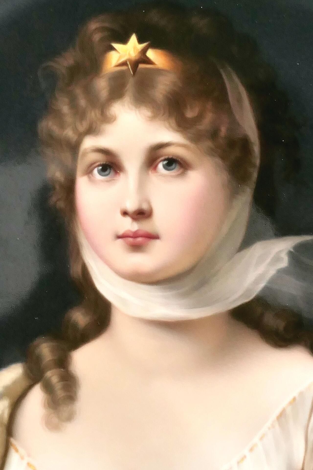 "Königin Luise von Preussen" - polychrom gemalte hochovale, leicht gewölbte Bildplatte der KPM-Berl - Bild 2 aus 7