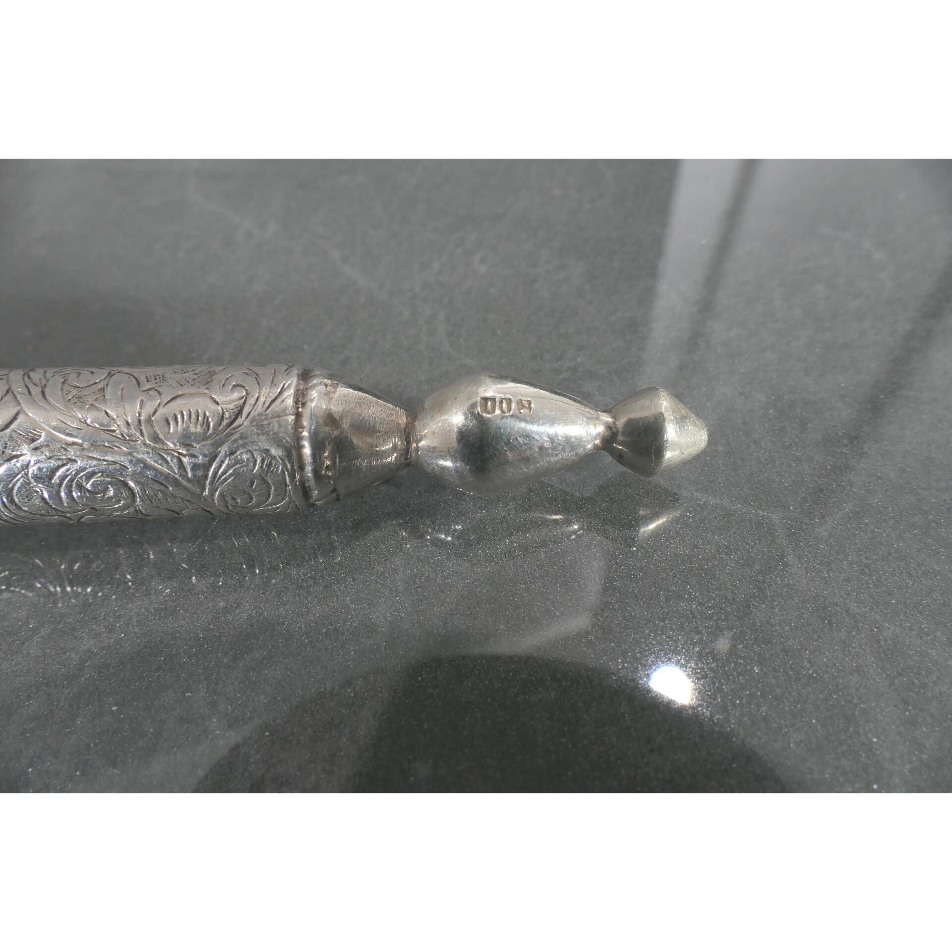 Gehstock mit Entengriffstück, 800er Silber tlw. von Hand gravierter, hohlgegossener, verschraubter, - Bild 11 aus 18