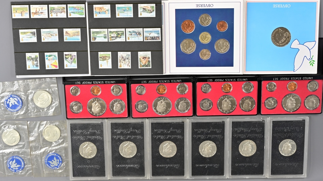 US amerikanisches Münzkonvolut, bestehend aus 5 x "United States Proof Set 1974", 6 x 1 "United Sta