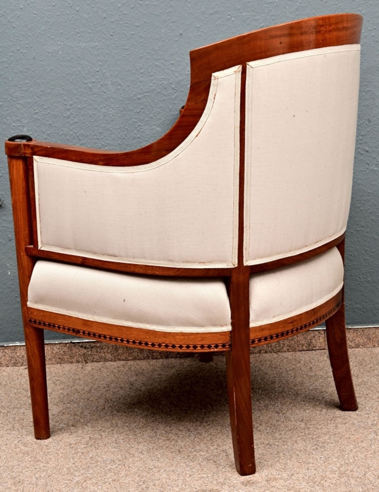 Eleganter Sessel, Jugendstil / Art-Deco um 1910/1920, in Anlehnung an eine Biedermeier - Berge`re g - Bild 4 aus 7