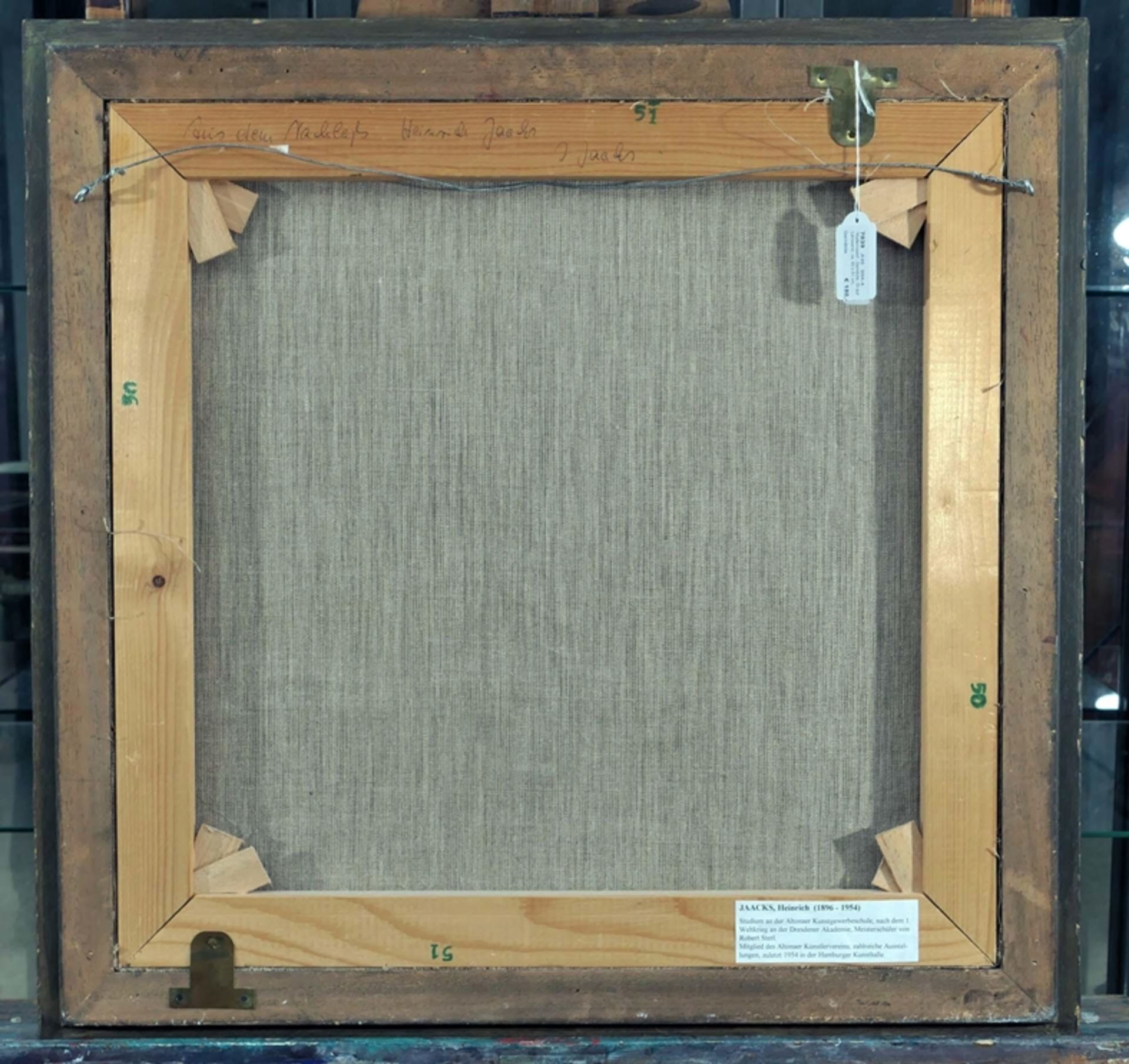 "Kiefernwald", Gemälde, Öl auf Leinwand, ca. 50 x 51 cm, unsigniert, rückseitig von fremder Hand be - Bild 4 aus 4