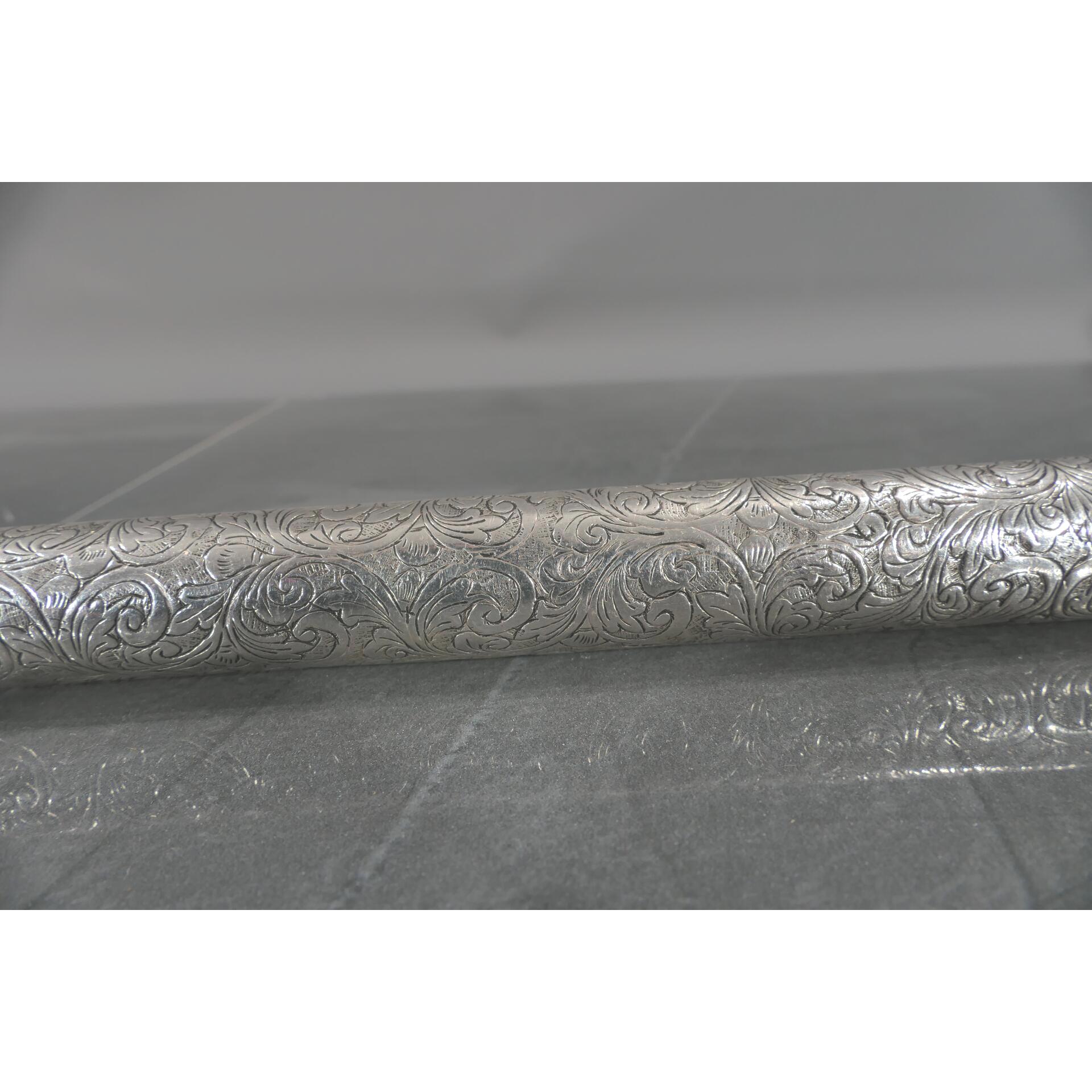 Gehstock mit Entengriffstück, 800er Silber tlw. von Hand gravierter, hohlgegossener, verschraubter, - Image 8 of 18