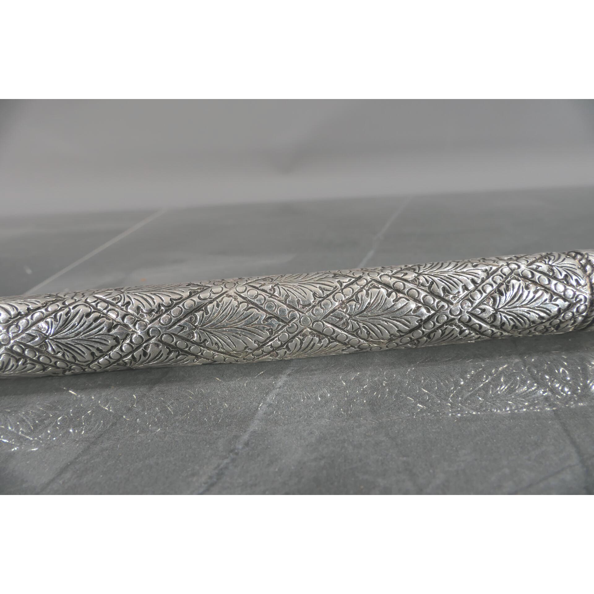 Gehstock mit Entengriffstück, 800er Silber tlw. von Hand gravierter, hohlgegossener, verschraubter, - Image 9 of 18