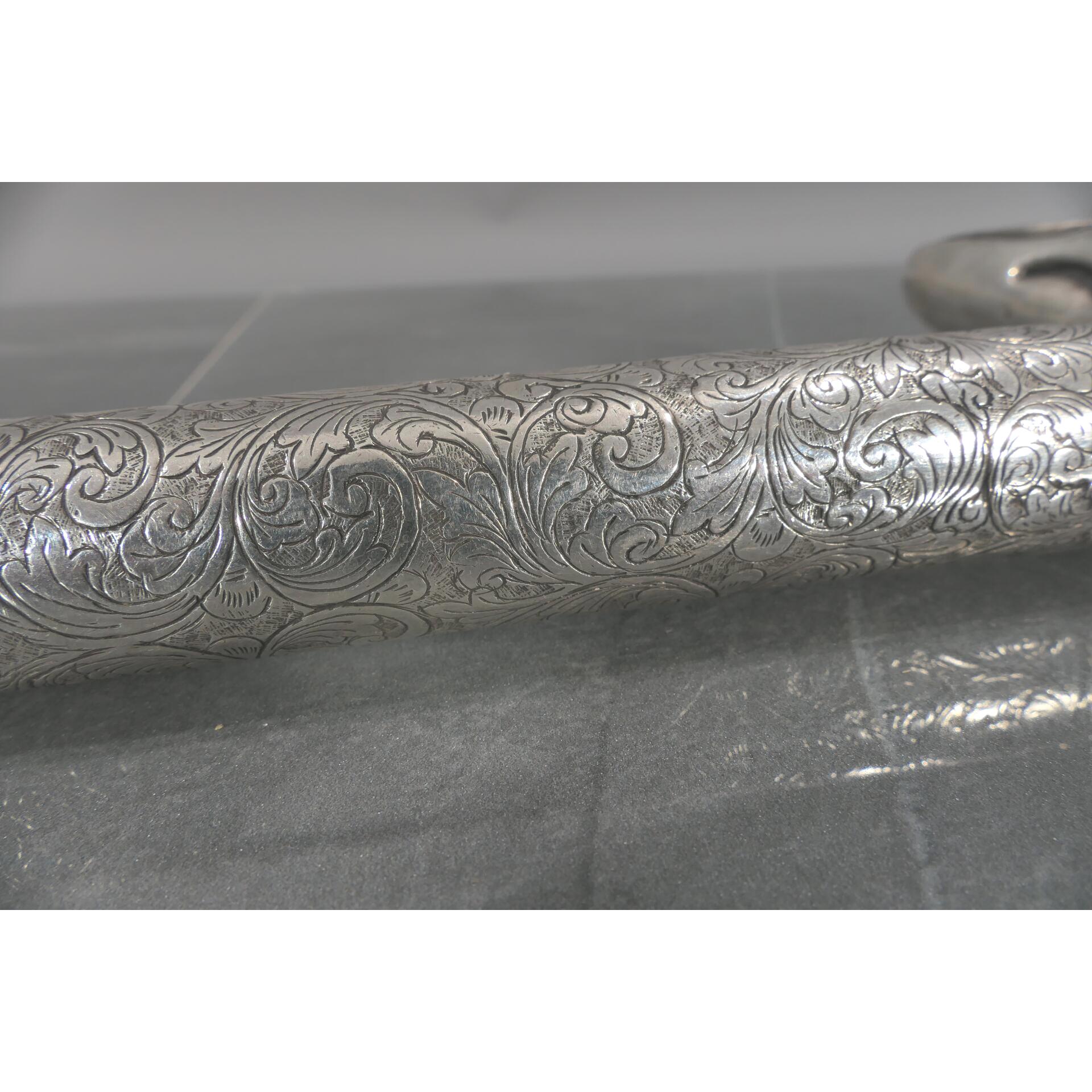 Gehstock mit Entengriffstück, 800er Silber tlw. von Hand gravierter, hohlgegossener, verschraubter, - Image 4 of 18