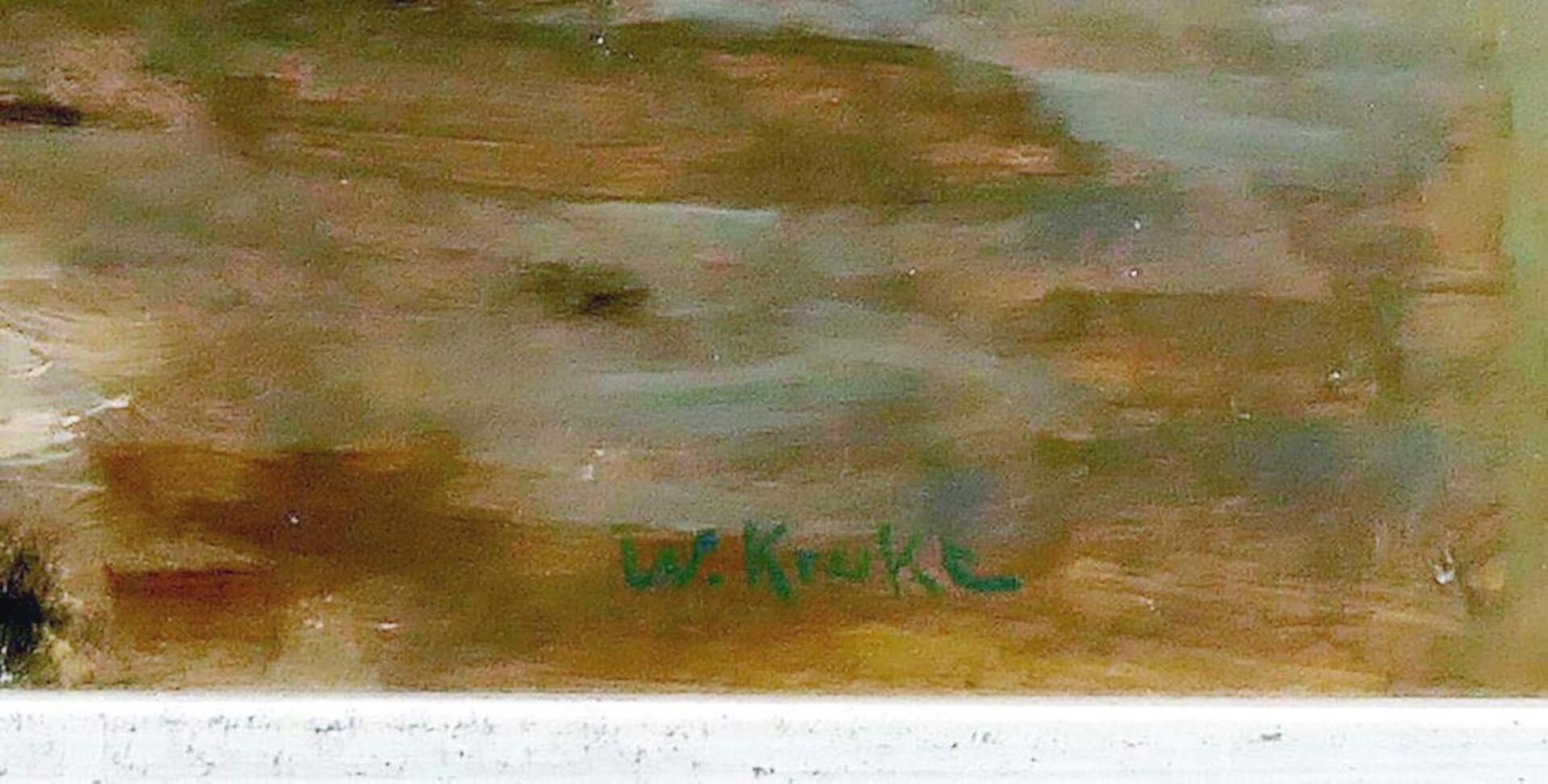 "Lichtdurchflutete Heidelandschaft mit Luhequellen" - Öl auf Palette, ca. 36 x 44 cm, unten rechts - Image 3 of 5