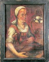 Antikes Damenporträt eines unbekannten Künstlers, 18./19. Jhd., Öl auf Leinwand, starke Craqueluren