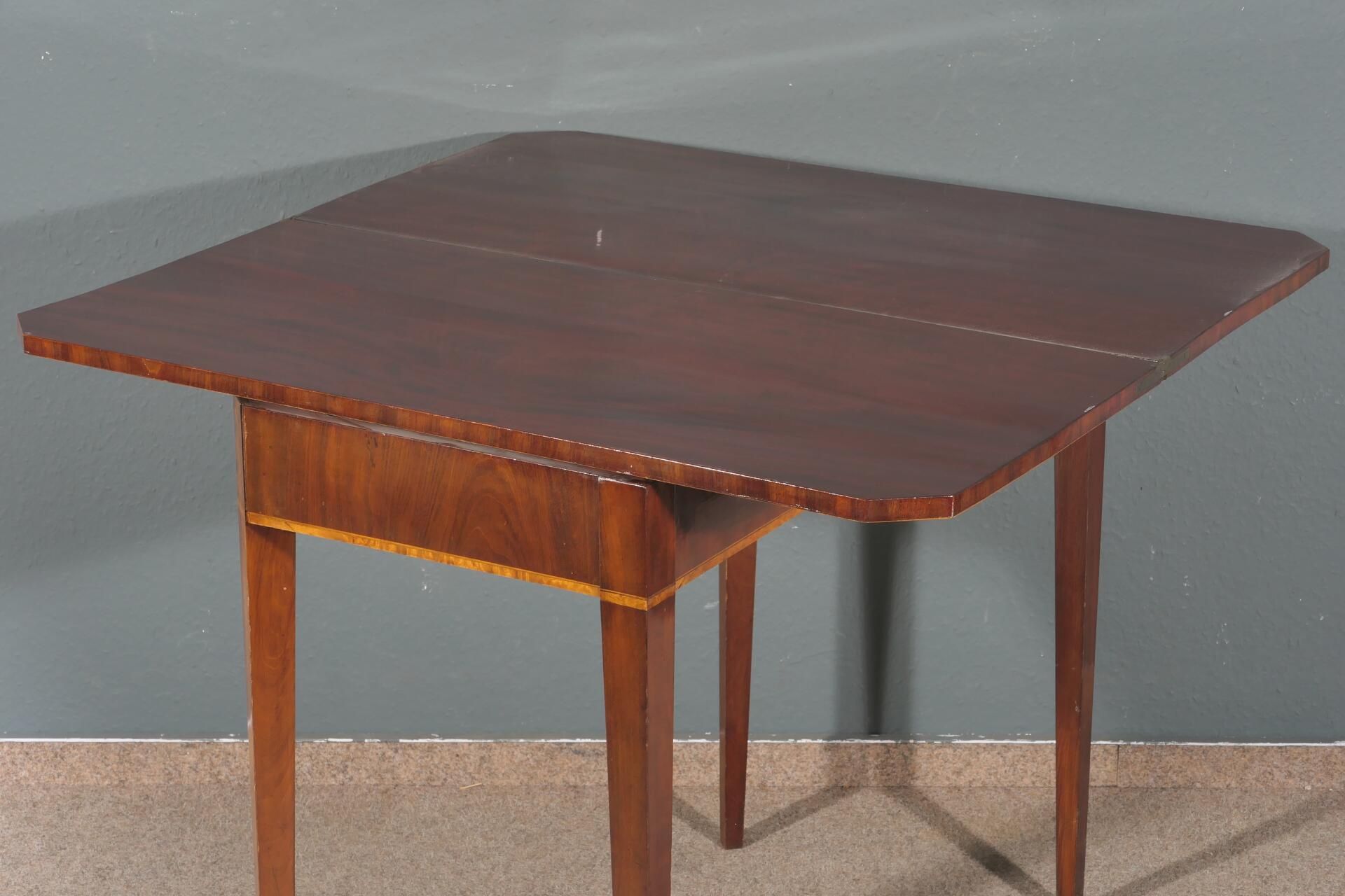 Hochfeiner Konsoltisch/ Spieltisch, dreh- & aufklappbare Tischplatte, norddeutsches Biedermeier um - Image 14 of 21