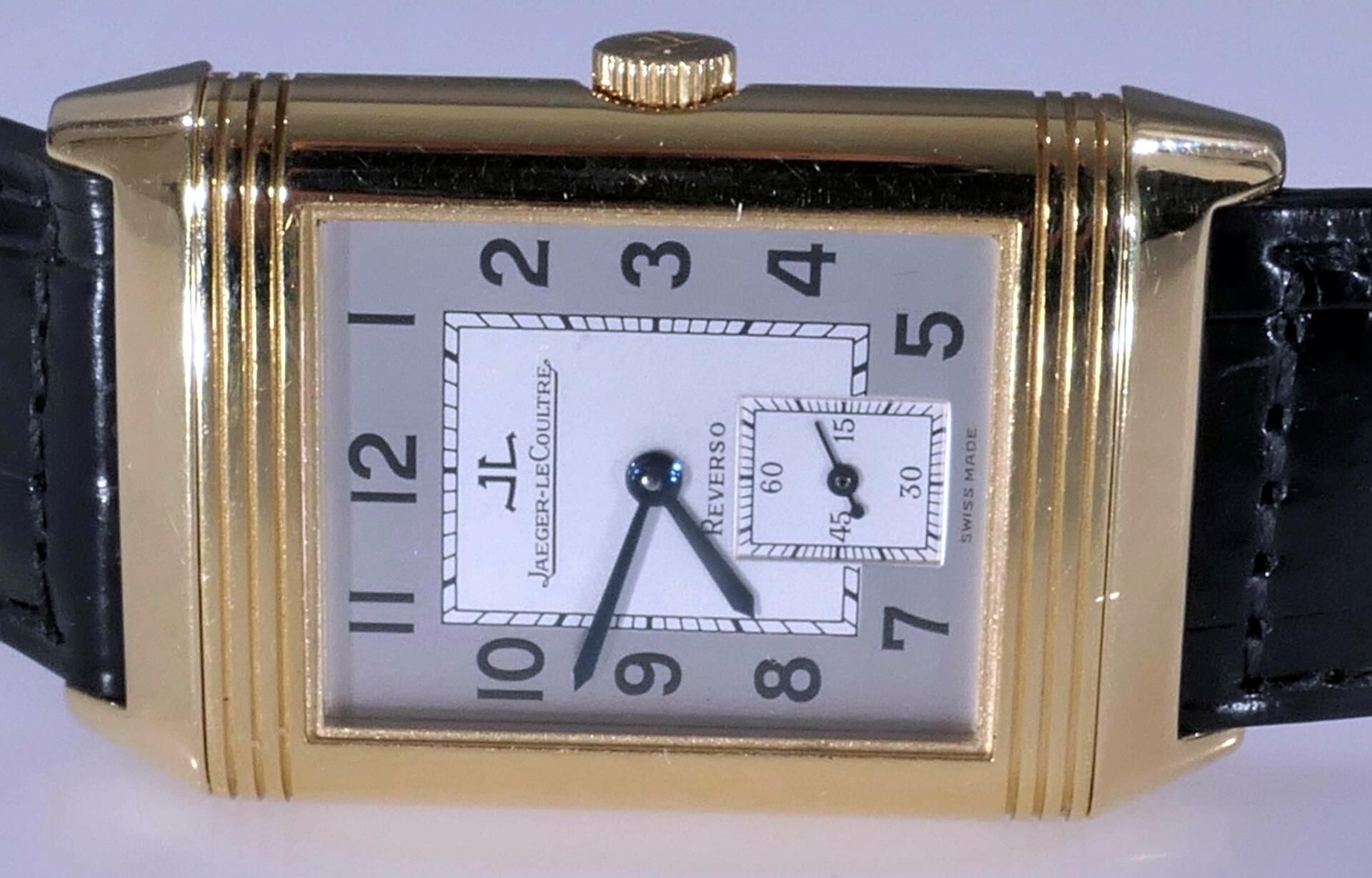 Klassische, zeitlos elegante Jaeger le Coultre - Reverso Grande Taille - Herrenarmbanduhr an getrag