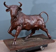 "Prachtvoller Stier" in beeindruckender Größe! Eisen, ca. 150 - 180 kg schwere Skulptur, mehrteilig