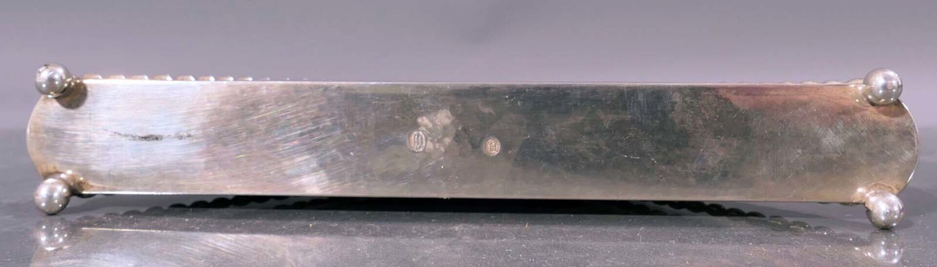Schwerer dänischer Serviettenhalter, Kopenhagen 1930, 830er Silber massiv, Lä. ca. 19 cm, dezenter  - Bild 5 aus 5