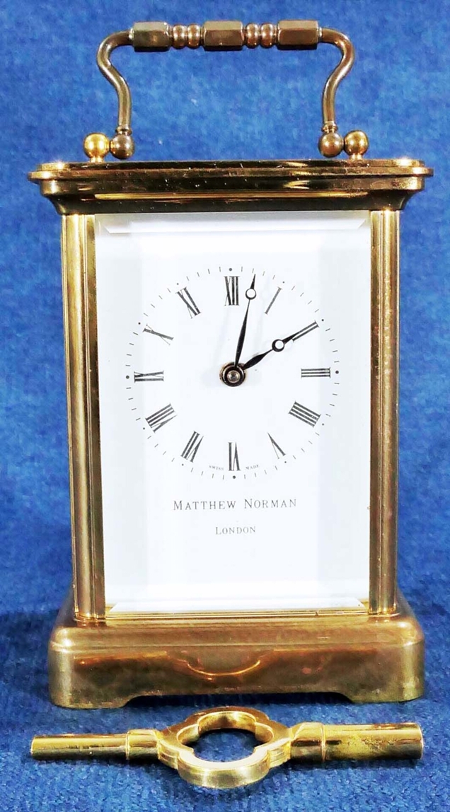 Reiseuhr, sog. "Carriage Clock", Uhrwerk von Matthew Norman, London, ungeprüft, optisch schöner Erh
