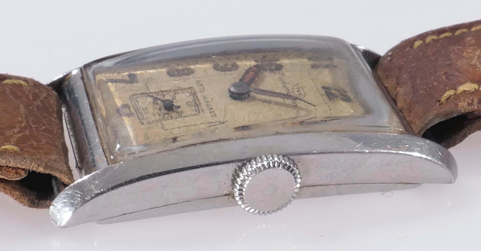 IWC - Herrenarmbanduhr, der 1920er / 30er Jahre, rechteckiges Stahlgehäuse, Uhrwerk mit Handaufzug, - Image 10 of 11