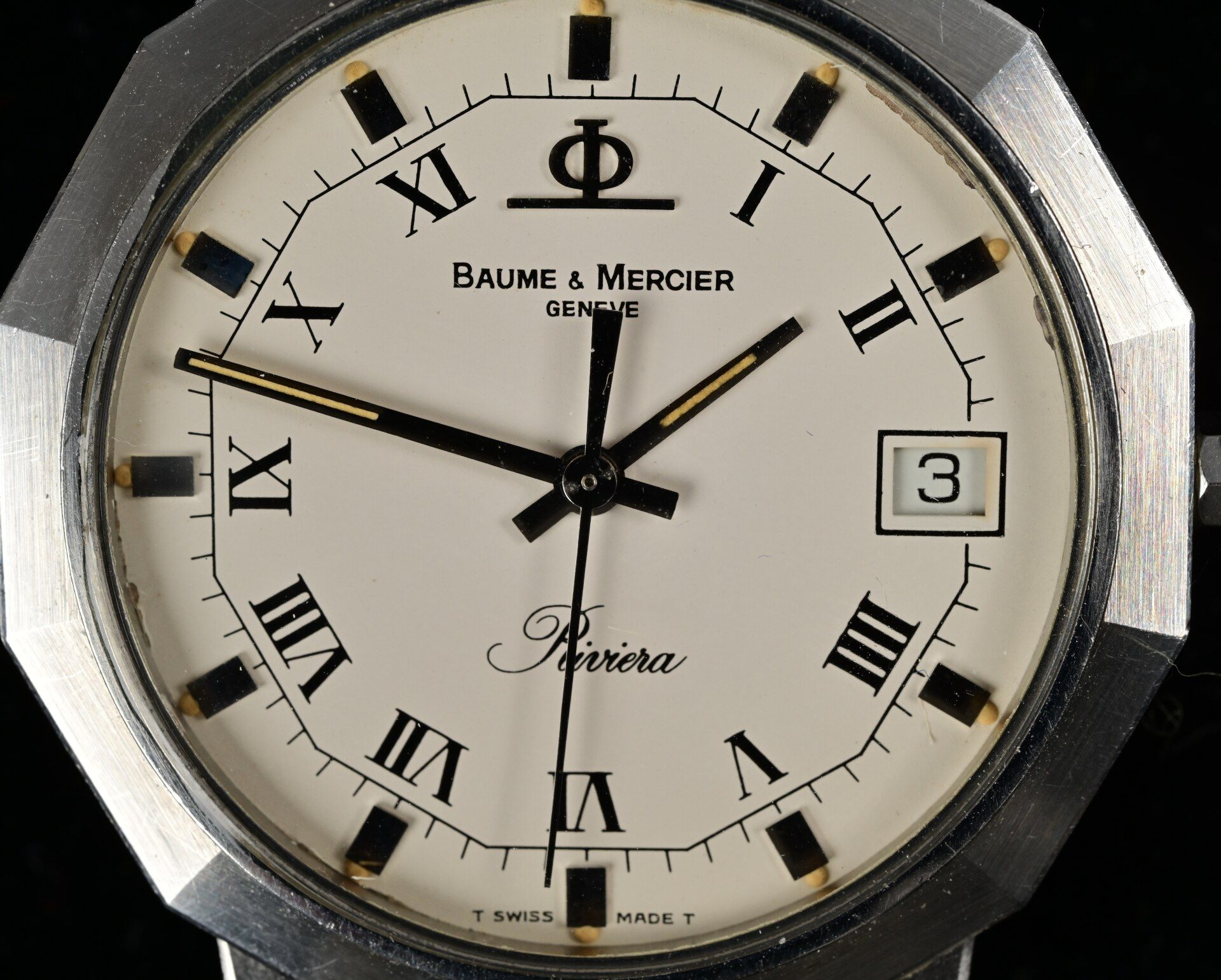"Baume & Mercier" - Herrenarmbanduhr, Modell "Riviera", Uhrwerk Quarz mit weißem Ziffernblatt, römi - Bild 3 aus 3