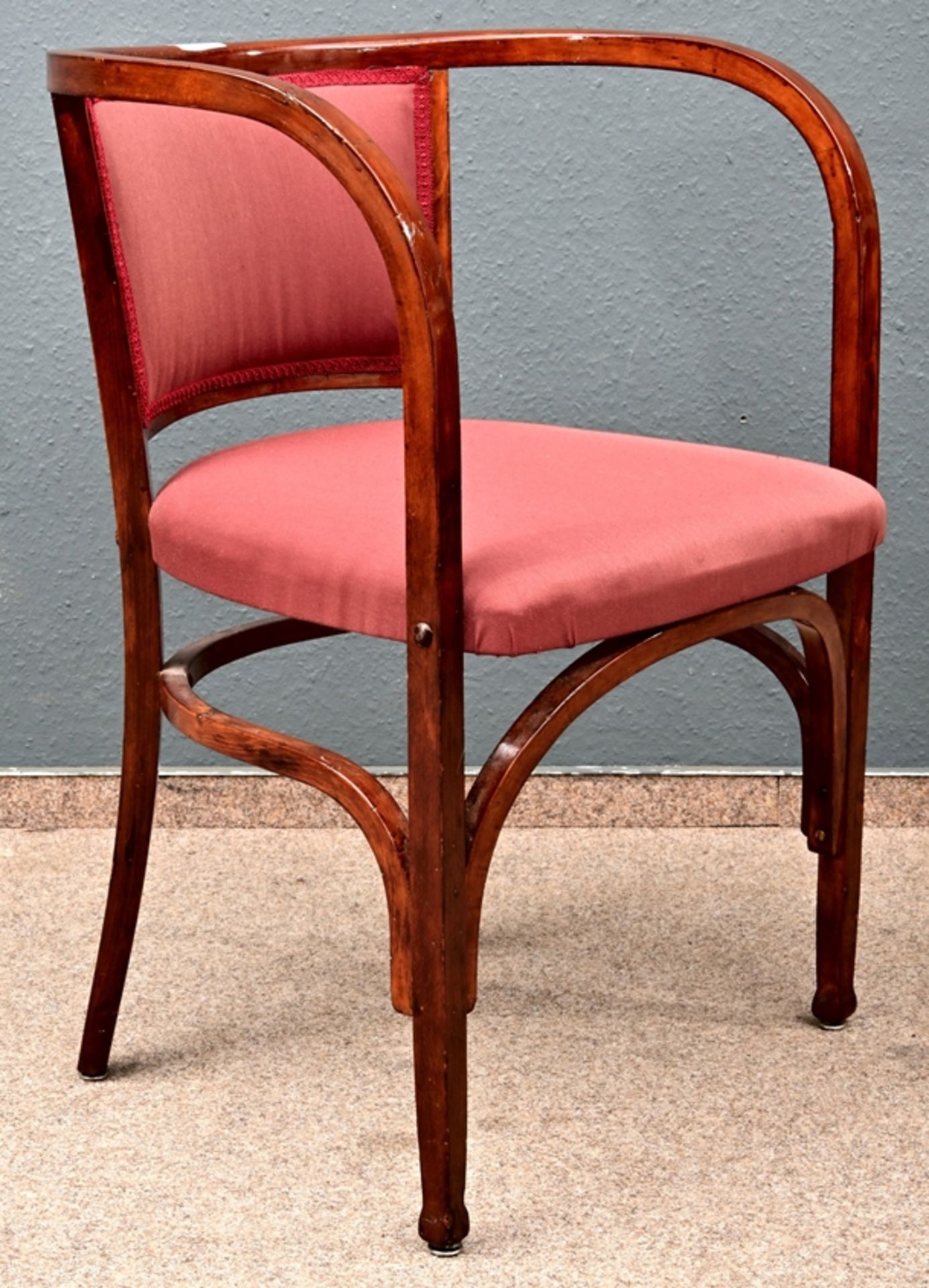 Antiker Bugholz Armlehn- Stuhl um 1900/20, Buche mahagonifarben  furniert, gebeizt und lackiert, au