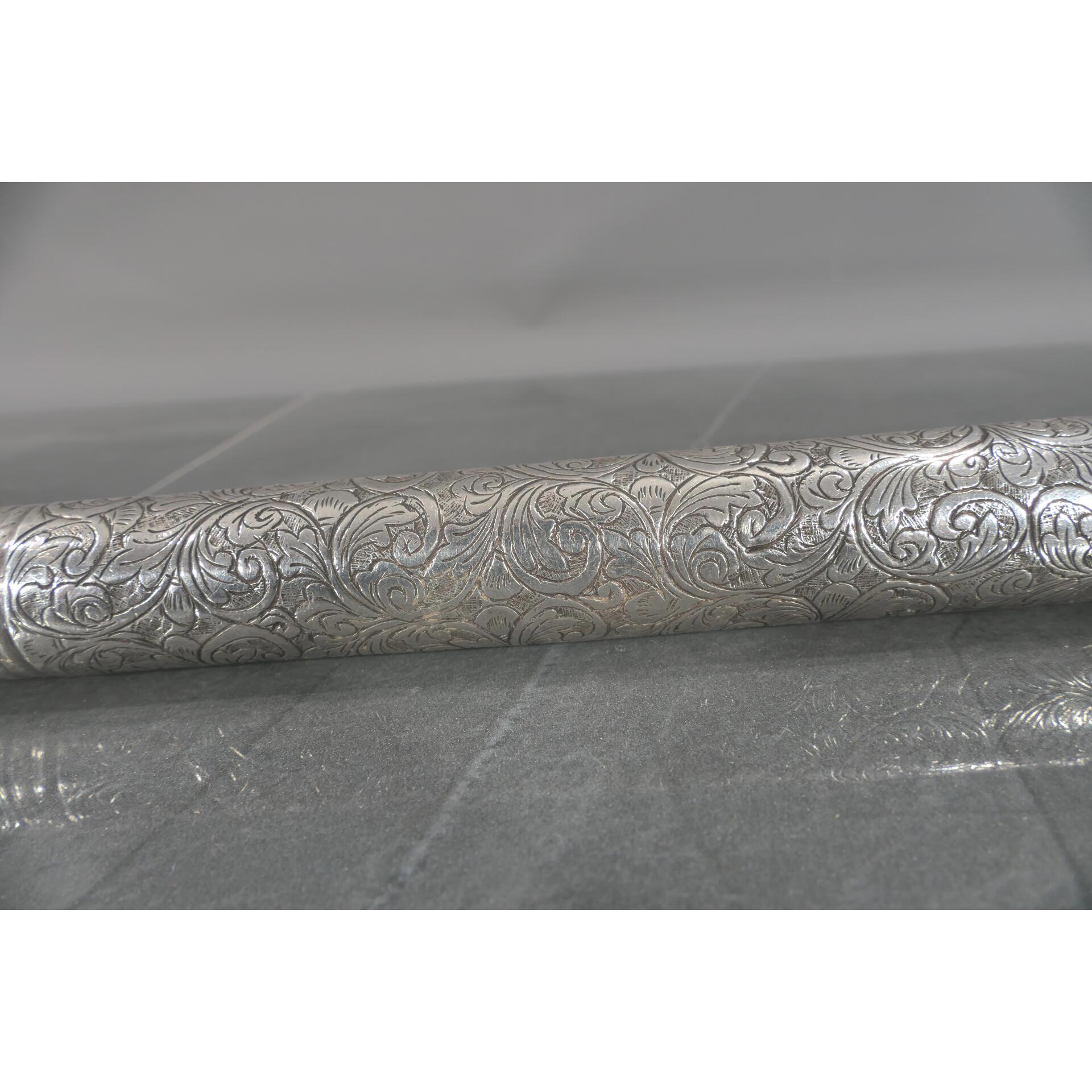 Gehstock mit Entengriffstück, 800er Silber tlw. von Hand gravierter, hohlgegossener, verschraubter, - Image 7 of 18