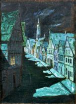 "Nächtlicher Blick in die Celler Altstadt" - Gemälde des Fritz Bötel (Celle 1896-1984) war ein Cell