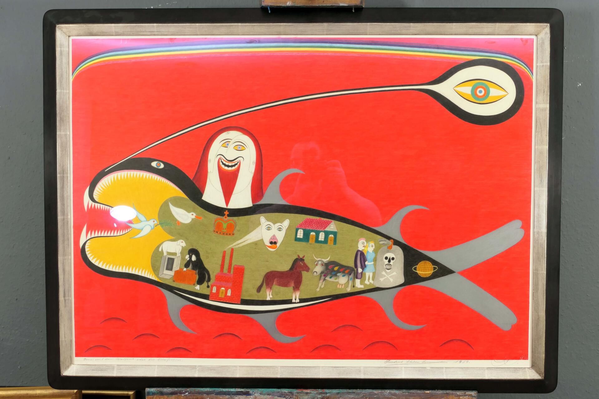 "Jonas mit dem Walfisch" - Originale, großformatige Farbstiftzeichnung des Friedrich Schröder-Sonne - Bild 6 aus 11