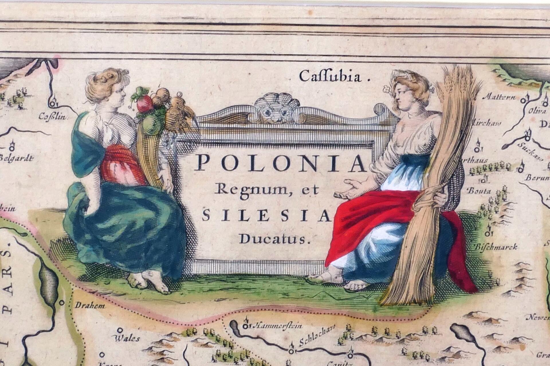 "Polonia Regnum, et Silesia Ducatus", handkolorierte Kupferstichkarte des 18 Jhd., sichtbare Mittel - Image 4 of 5