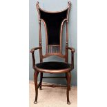 Außergewöhnlicher, thronartiger "Highback - Chair", England Arts & Crafts Era um 1900. Die in ihrer