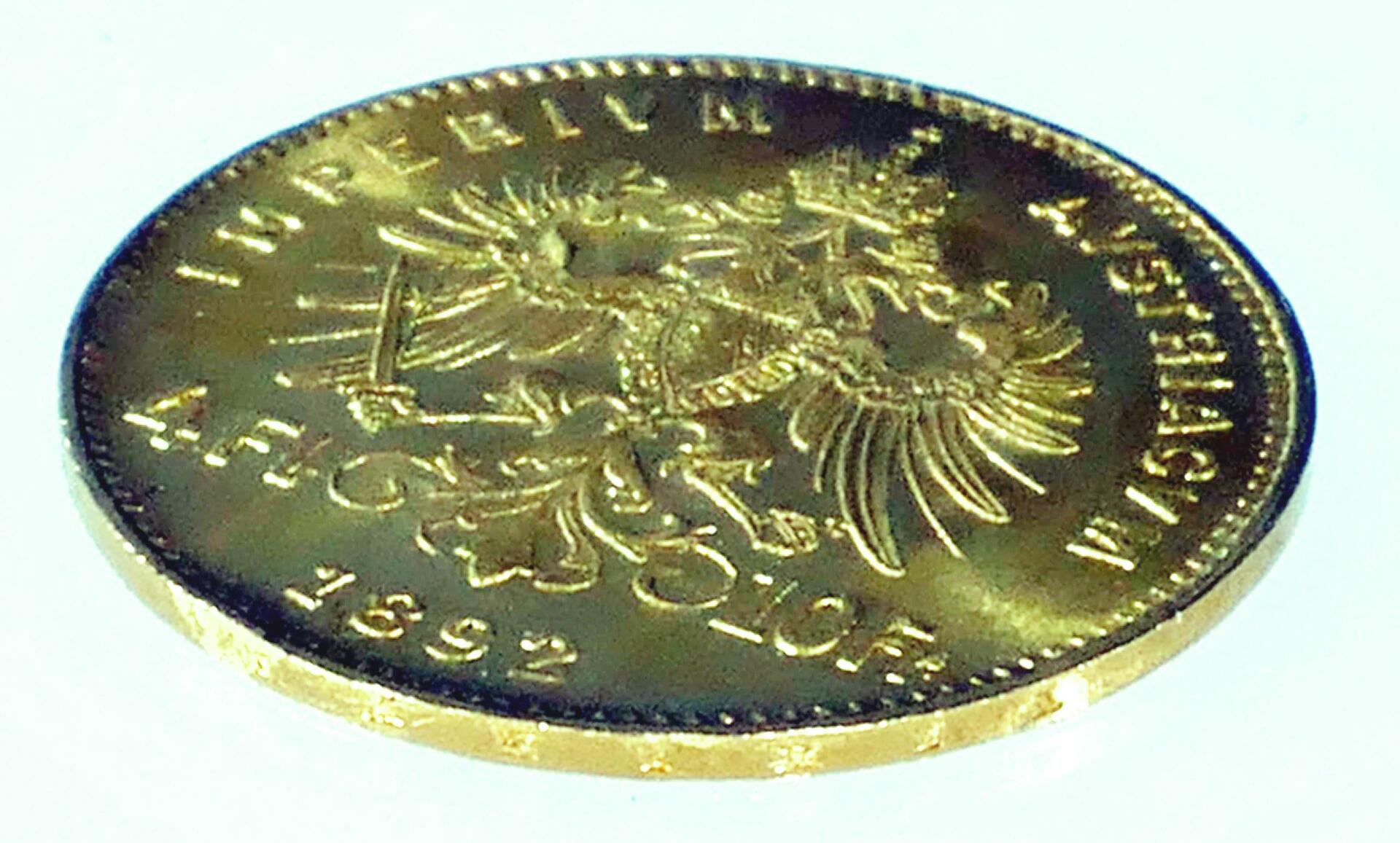 4 Florin - Goldmünze - Kaiser Franz Joseph von Österreich - 1892 - Dm ca. 19 mm - 900er Gold. ca. 3 - Image 3 of 5