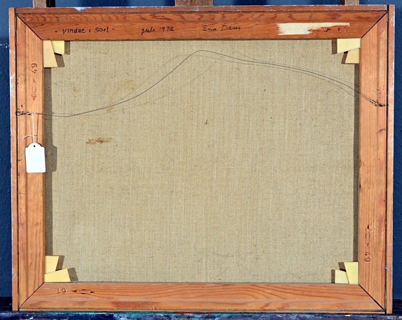 "VINDUE I SORT" - Gemälde, Öl auf Leinwand, ca. 49 x 61 cm, unten rechts Ritzsignatur: "ENA DAM" = - Image 3 of 3