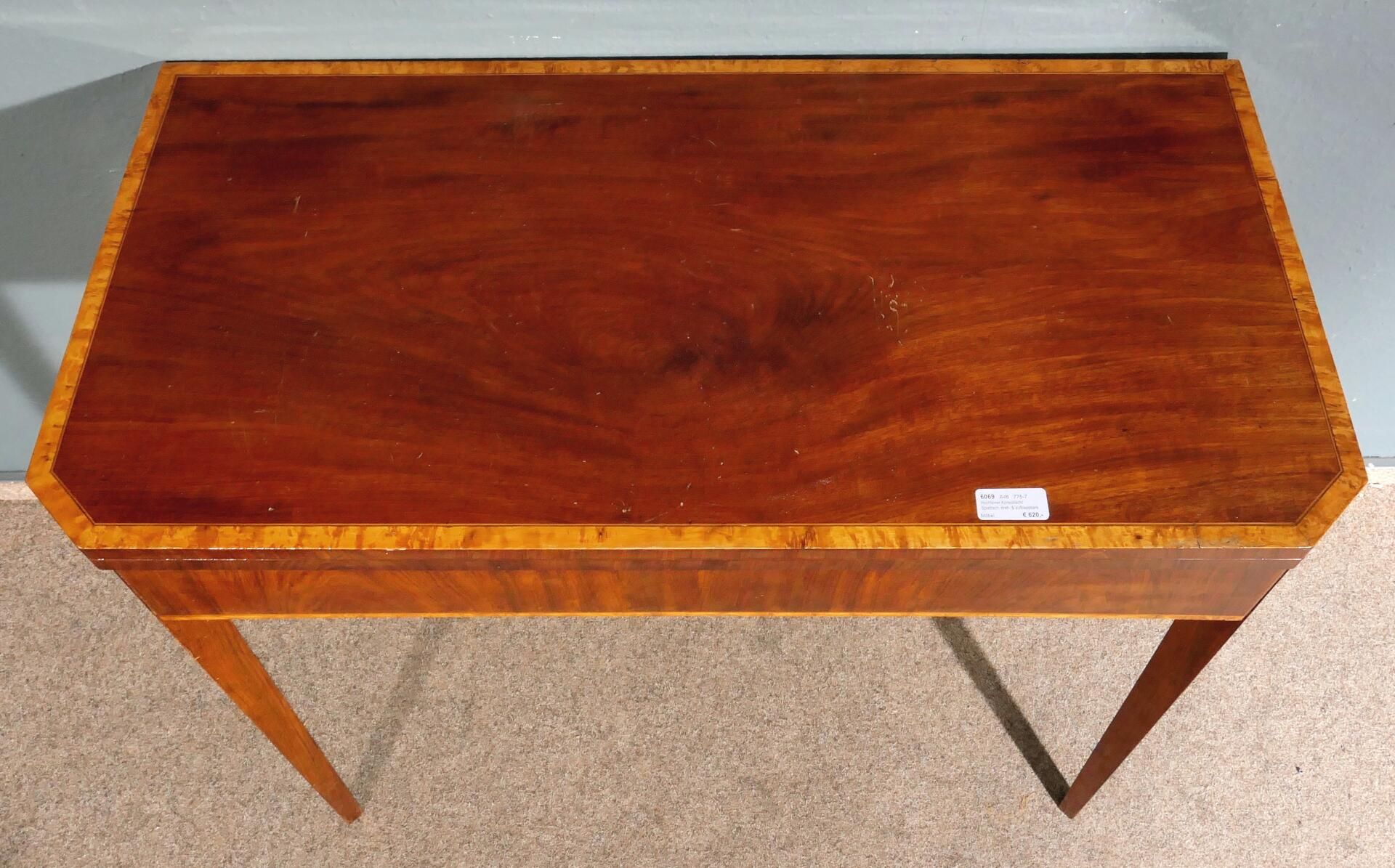 Hochfeiner Konsoltisch/ Spieltisch, dreh- & aufklappbare Tischplatte, norddeutsches Biedermeier um - Image 3 of 21