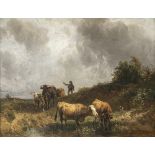 Johann Friedrich Voltz - Shepherd boy with cows at the water pond