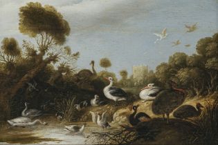 Gillis Claesz. de Hondecoeter - Uferlandschaft mit Vögeln