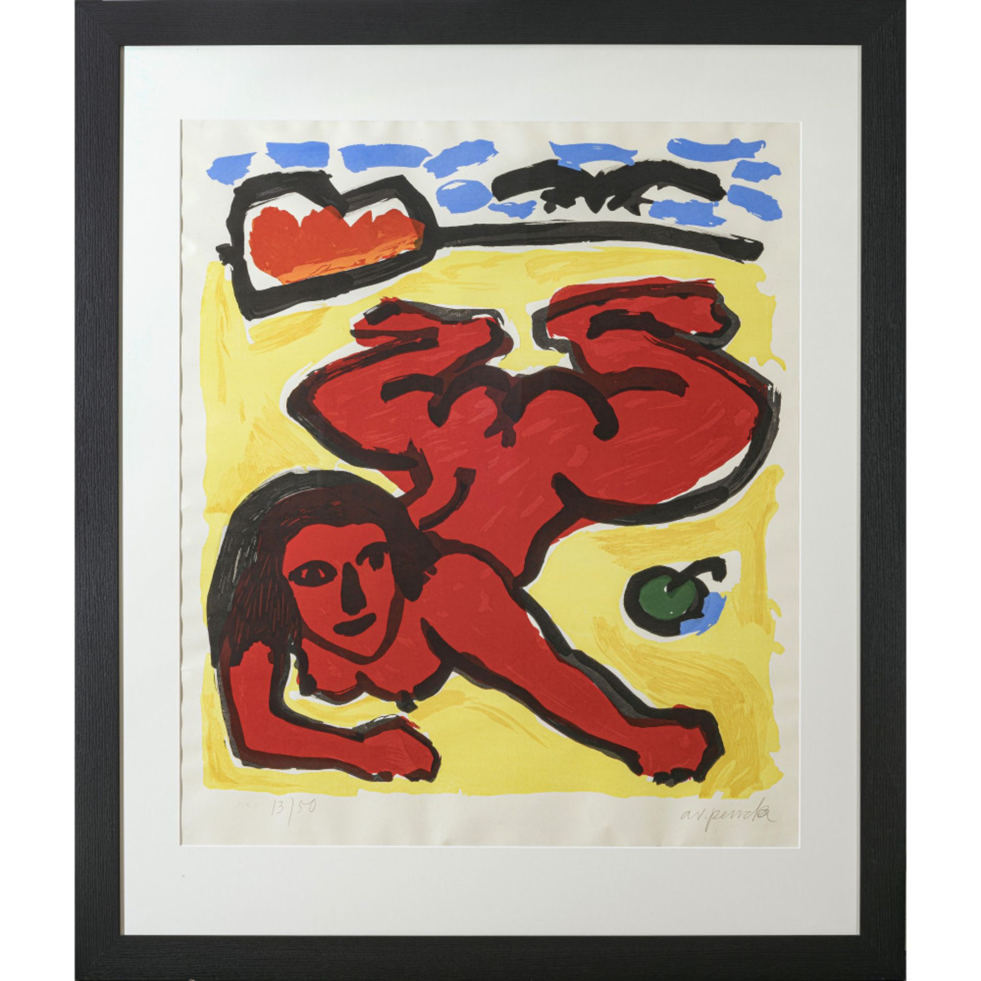 A.R. Penck - Lying woman in red - Image 2 of 2