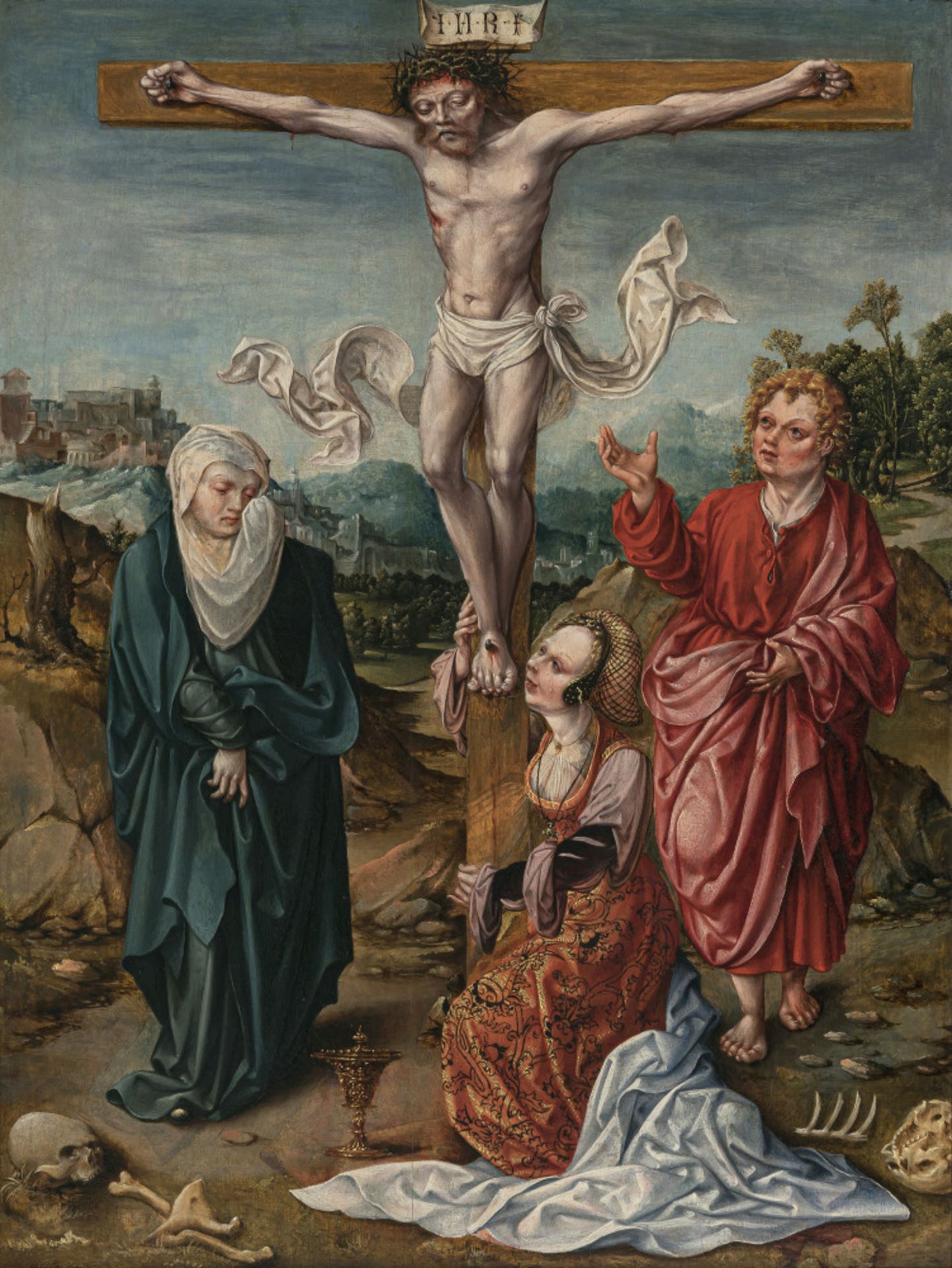 Flämisch (?) Circa 1520 - Triptych with the Crucifixion of Jesus - Image 3 of 6