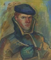 Friedrich Karl Gotsch - Selbstporträt mit blauer Kappe. 1929