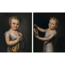 W. Drillert um 1816 - Kind mit Spiegel - Kind mit Birnen