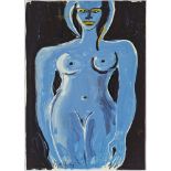 Elvira Bach - Female nude in blue. 1993