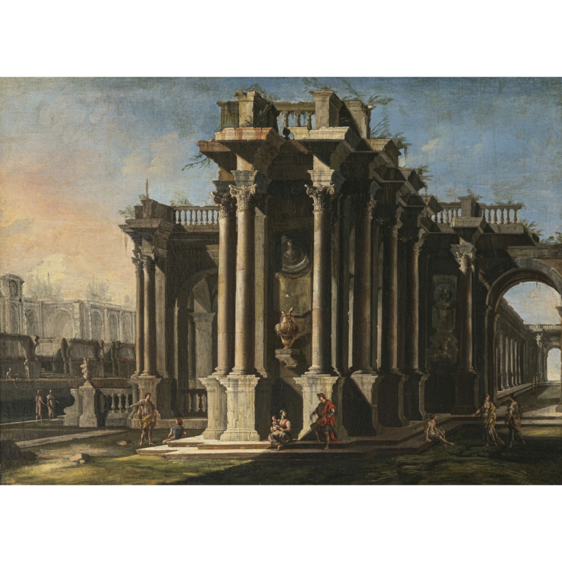 Gennaro Greco, gen. Mascacotta, zugeschrieben - Ruinenlandschaft mit Figurenstaffage